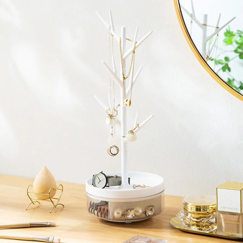 Rotating Jewelry Storage Box – Multifunctional Rack for Jewelry, Watches, Keys, and Creative Necklace and Earring Display Organizer