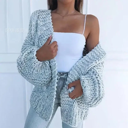ALLUKASA Women’s Autumn Winter Cardigan – Plush Batwing Long Sleeve Loose Knit Sweater Outerwear Fashion Pullover