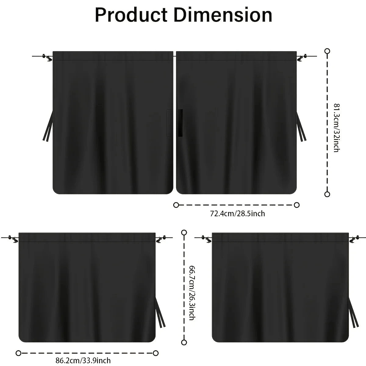 4PCS Car Privacy Curtain Set – Detachable Window Shade Covers for Travel, Camping & Night Rest, Universal Car Sun Privacy Drapes