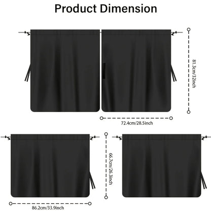 4PCS Car Privacy Curtain Set – Detachable Window Shade Covers for Travel, Camping & Night Rest, Universal Car Sun Privacy Drapes