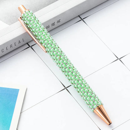 Lytwtw Pearl Rhinestone Ballpoint Pen – Luxury Rose Gold Metal Pen for Wedding, School & Office Supplies