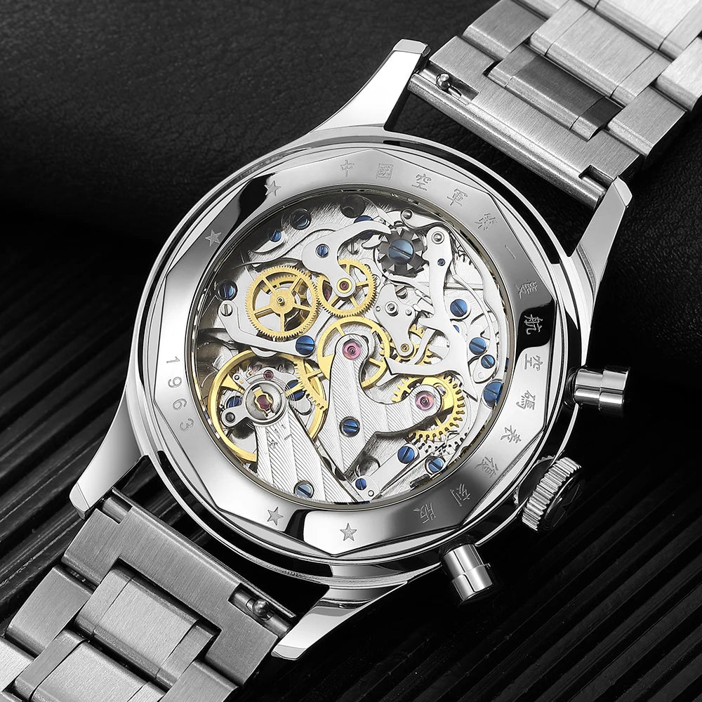 RED STAR 1963 Men's Chronograph Watch - 38mm Pilot Design with Seagull ST1901 Movement & Sapphire Glass