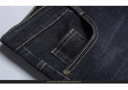 Men’s Classic Black Jeans — Soft Biker Denim Pants Jean Homme Pantalones Hombre Masculino Overalls, Sizes 32-38