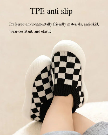 2025 Spring Toddler Slip-On Shoes – Non-Slip First Walkers for Boys and Girls, Classic Plaid Sneakers