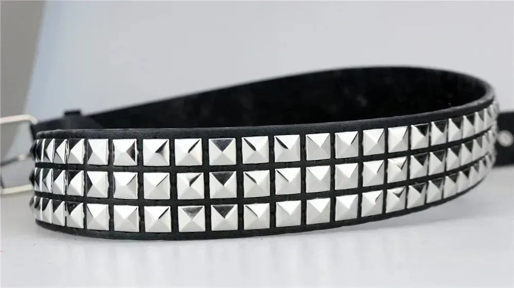 2024 Square Bead Rivet Belt – Punk Metal Pyramid Hardware Belt for Men and Women, Y2K Designer Jeans Belt