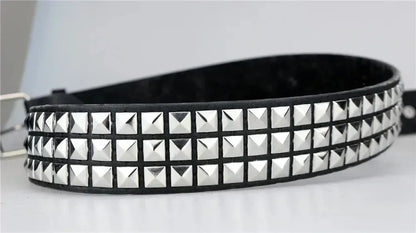 2024 Square Bead Rivet Belt – Punk Metal Pyramid Hardware Belt for Men and Women, Y2K Designer Jeans Belt