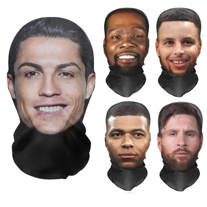 3D Funny Pattern Mesh Face Mask with Ronaldo Design – UV Protection Party & Cosplay Head Cover