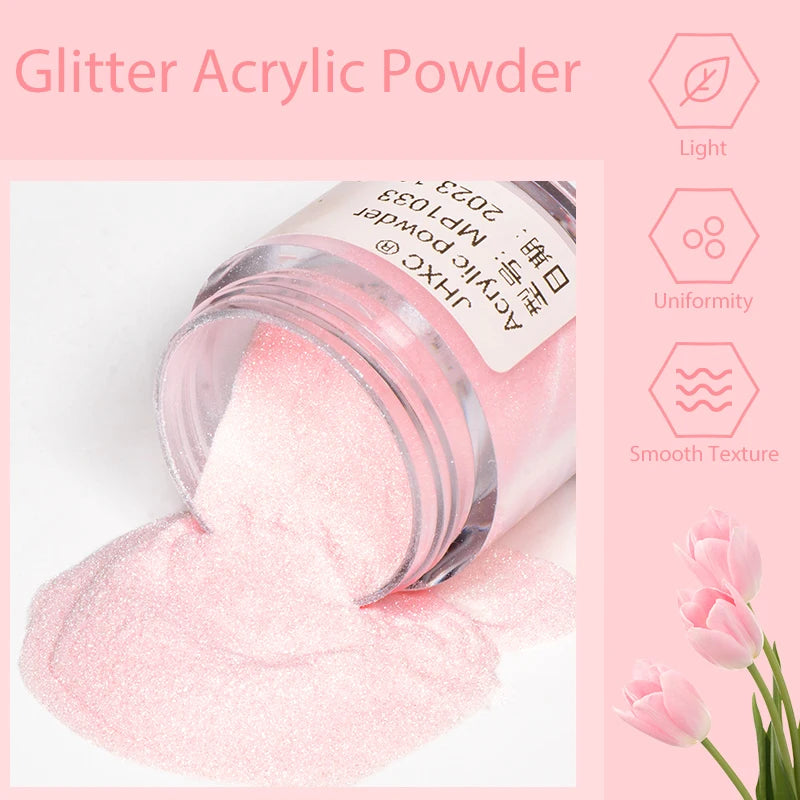 Nail Crystal Powder Kit – Acrylic Liquid Set with Pink & White Powder, Nail Brush for Extension & Carving, Beginner Set