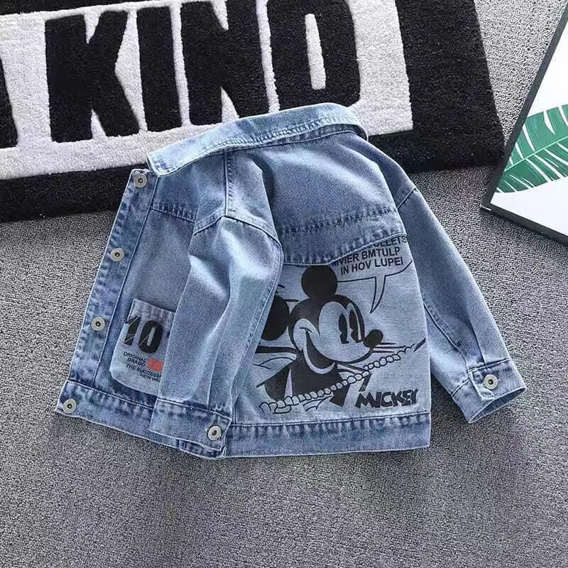 Mickey Denim Jacket for Kids – Cartoon Jean Coat for Boys & Girls, Stylish Autumn Outerwear