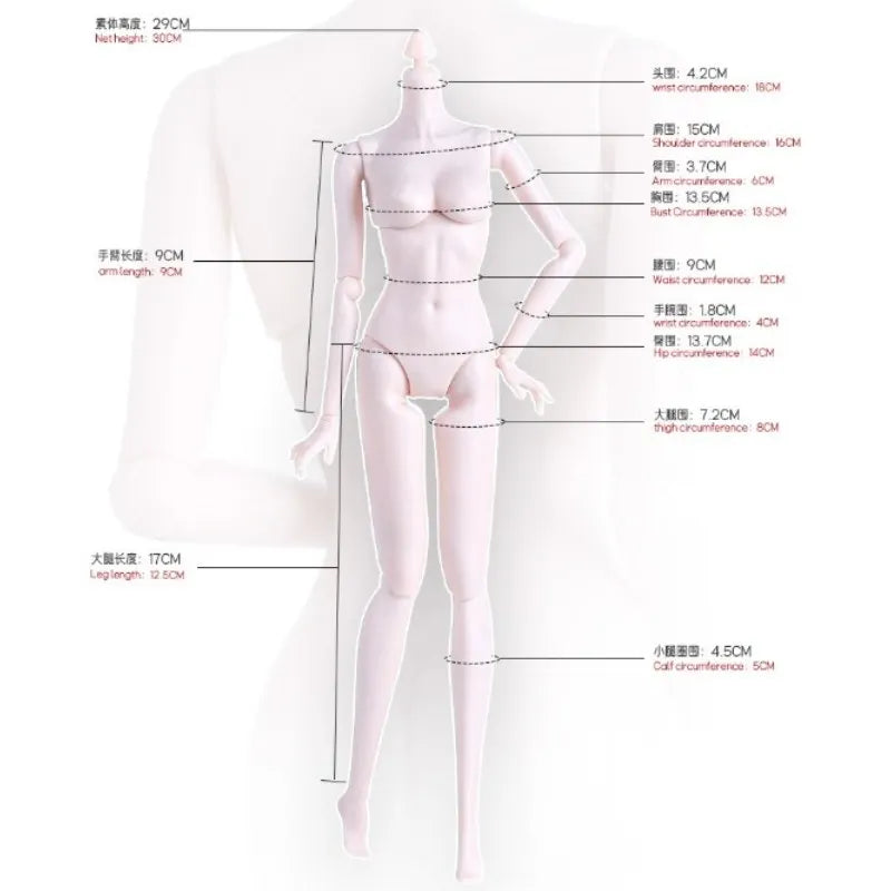 29cm 1/6 Doll Body Accessories – Flat-Foot Replacement Legs for Supermodel Dolls, DIY Dress-Up Toy in White, Normal & Tan Skin