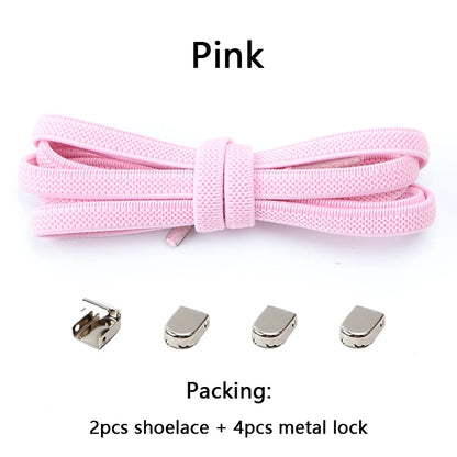 No-Tie Elastic Shoelaces – One Size Fits All Sneakers for Adults & Kids, Flat Tieless Shoestrings