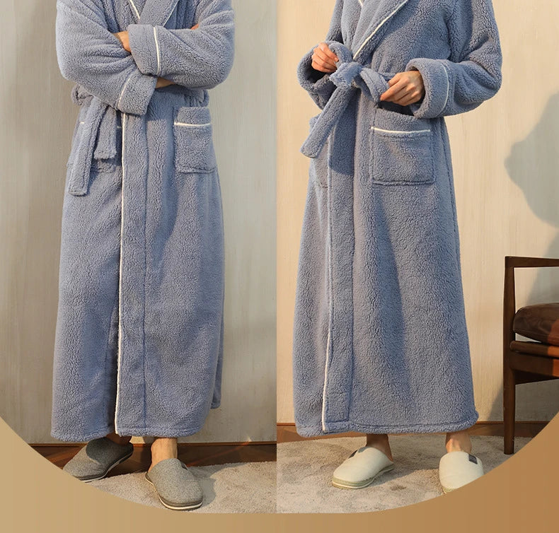 2025 Autumn Winter Cotton Robe – Thick Comfortable Large-Size Bathrobe for Men & Women, Luxury Couple Pajamas