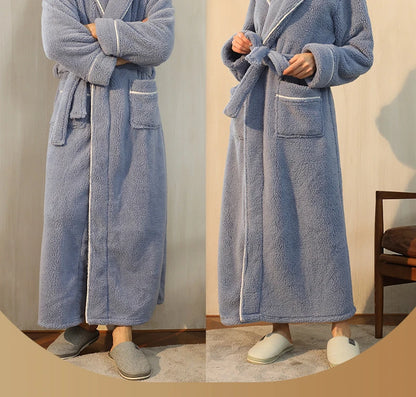 2025 Autumn Winter Cotton Robe – Thick Comfortable Large-Size Bathrobe for Men & Women, Luxury Couple Pajamas