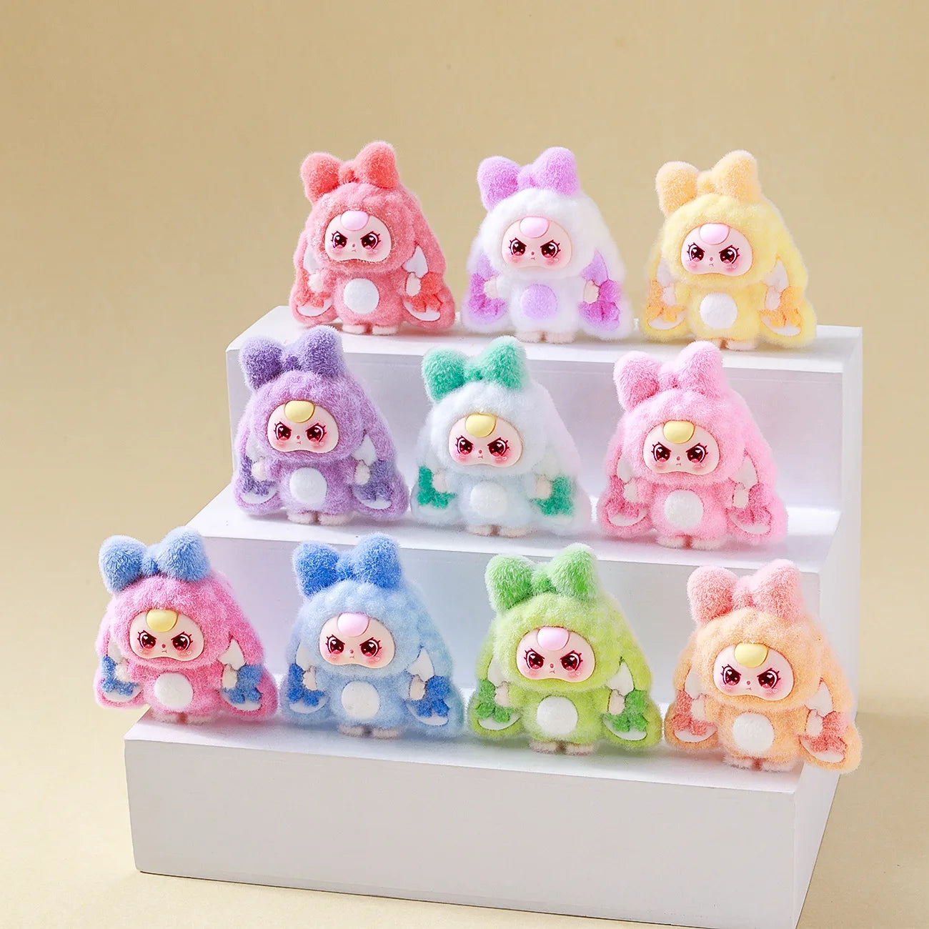 9pcs Babythree Dimoo Anime Flocked Action Figures Decorative Pendant Kawaii Desktop Dolls Toy Gifts