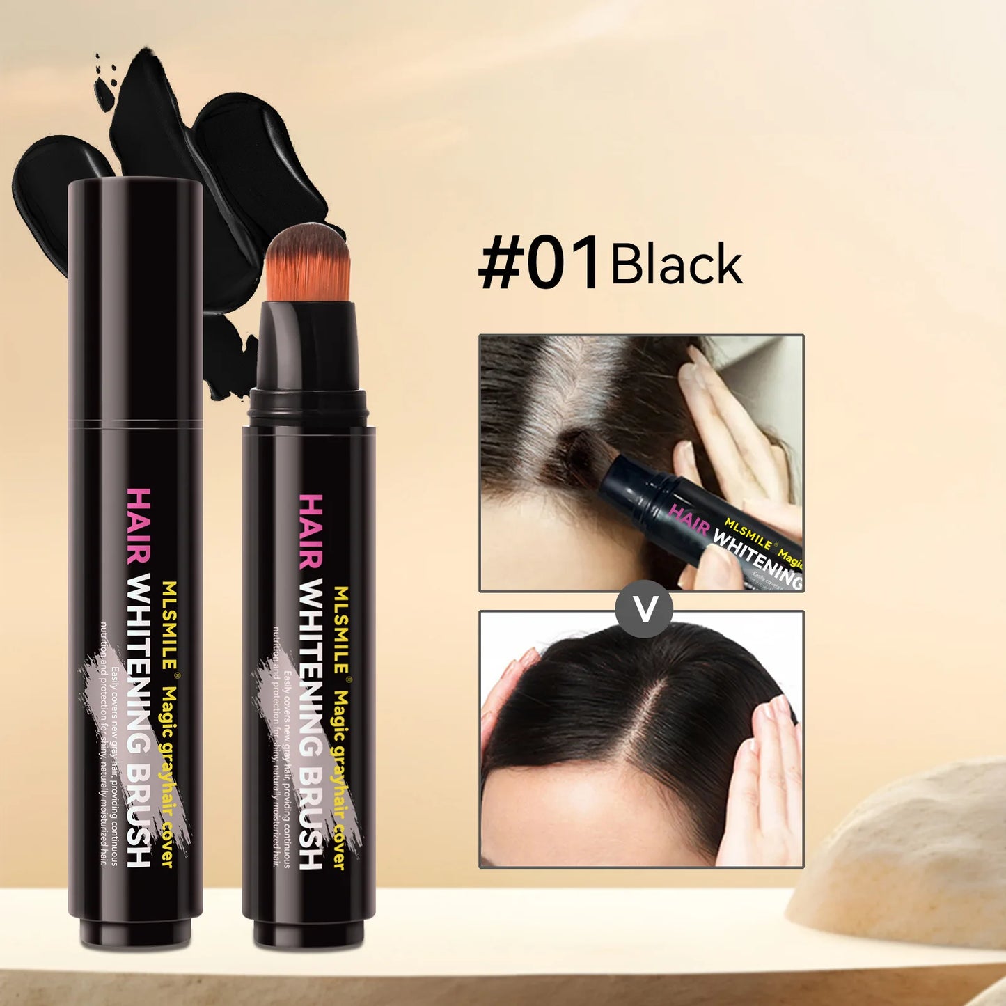 4-Color Hair Dye Touch-Up Pen — Convenient Cream Stick for Covering White Hair, Disposable Local Hair Coloring