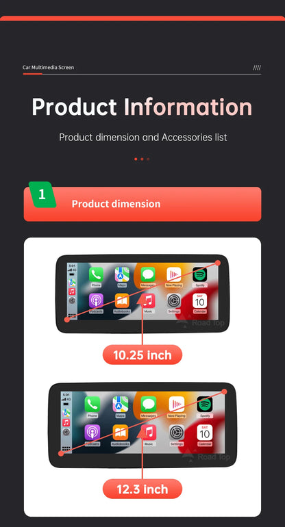 1920x720 Multimedia Touch Screen - Wireless CarPlay & Android Auto for Mercedes-Benz C Class W205, GLC, V Class W447 (2015-2018) NTG5.0