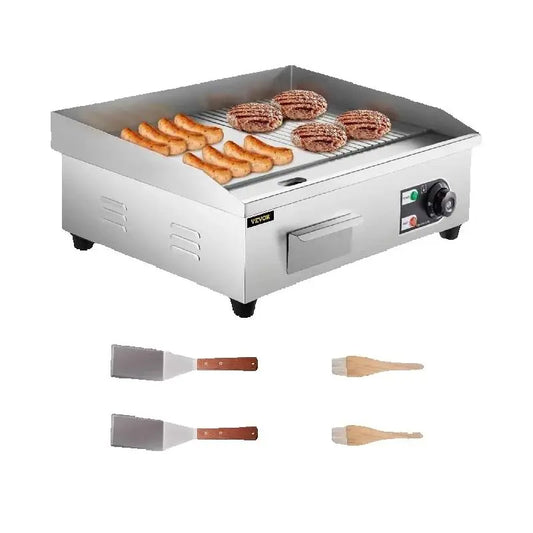 SucceBuy 14"-22" Electric Countertop Griddle – 1600W/3200W Stainless Steel Flat Top Teppanyaki Grill for Pancakes and Chicken