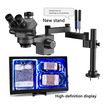 3.5-200X Simul-Focal Stereo Trinocular Microscope Set – 4K/2K/1080P HDMI VGA USB Camera, Clamp & Folding Extension Base