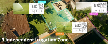Diivoo 3-Zone Garden Water Timer – Programmable Automatic Irrigation System with Rain Delay & Manual/Auto Modes for Lawn & Yard