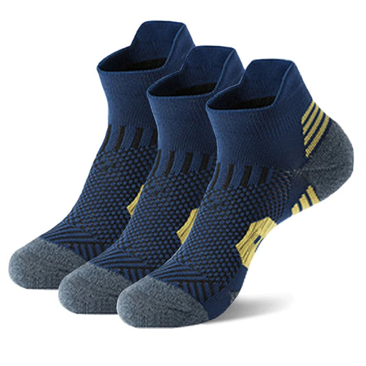 3 Pairs Professional Sports Socks – Non-Slip Towel Bottom Running Socks for Men & Women, Breathable Quick-Dry Basketball Training Ankle Sox