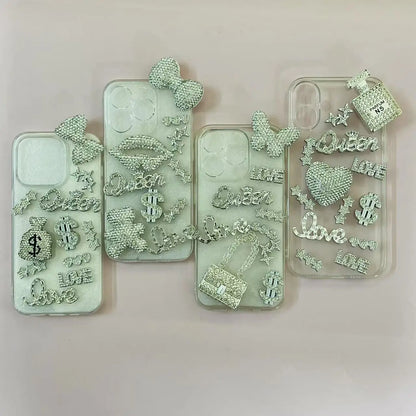 43PCS Luxury Charm Set — Diamond Bow, Perfume Bottle, Butterfly & Lip Decorations for Phone Case, Purse, and DIY Crafts