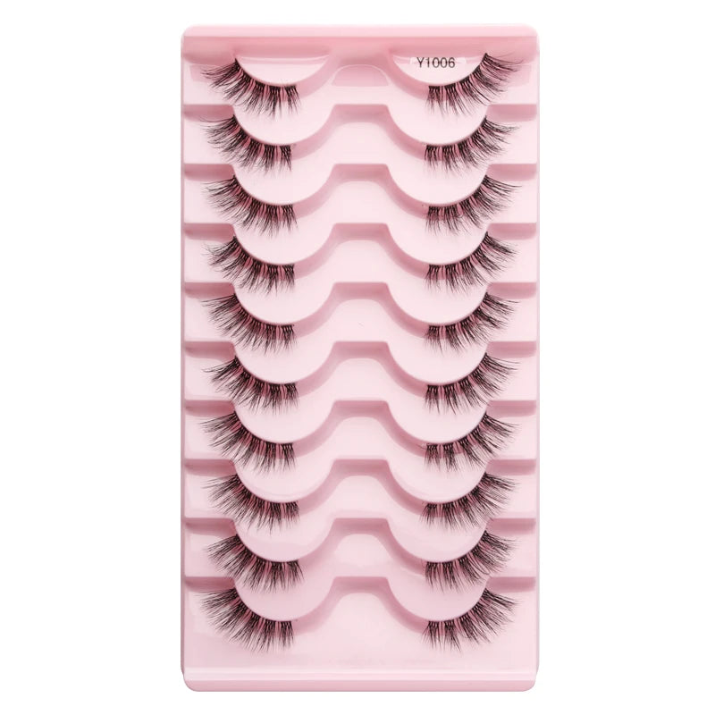 SHIDISHANGPIN 5/10 Pairs Cat Eye False Lashes – 3D Mink Half Lashes, Eyelash Extensions for Natural Makeup, Faux Cils Maquiagem