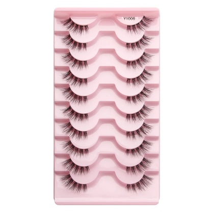 SHIDISHANGPIN 5/10 Pairs Cat Eye False Lashes – 3D Mink Half Lashes, Eyelash Extensions for Natural Makeup, Faux Cils Maquiagem