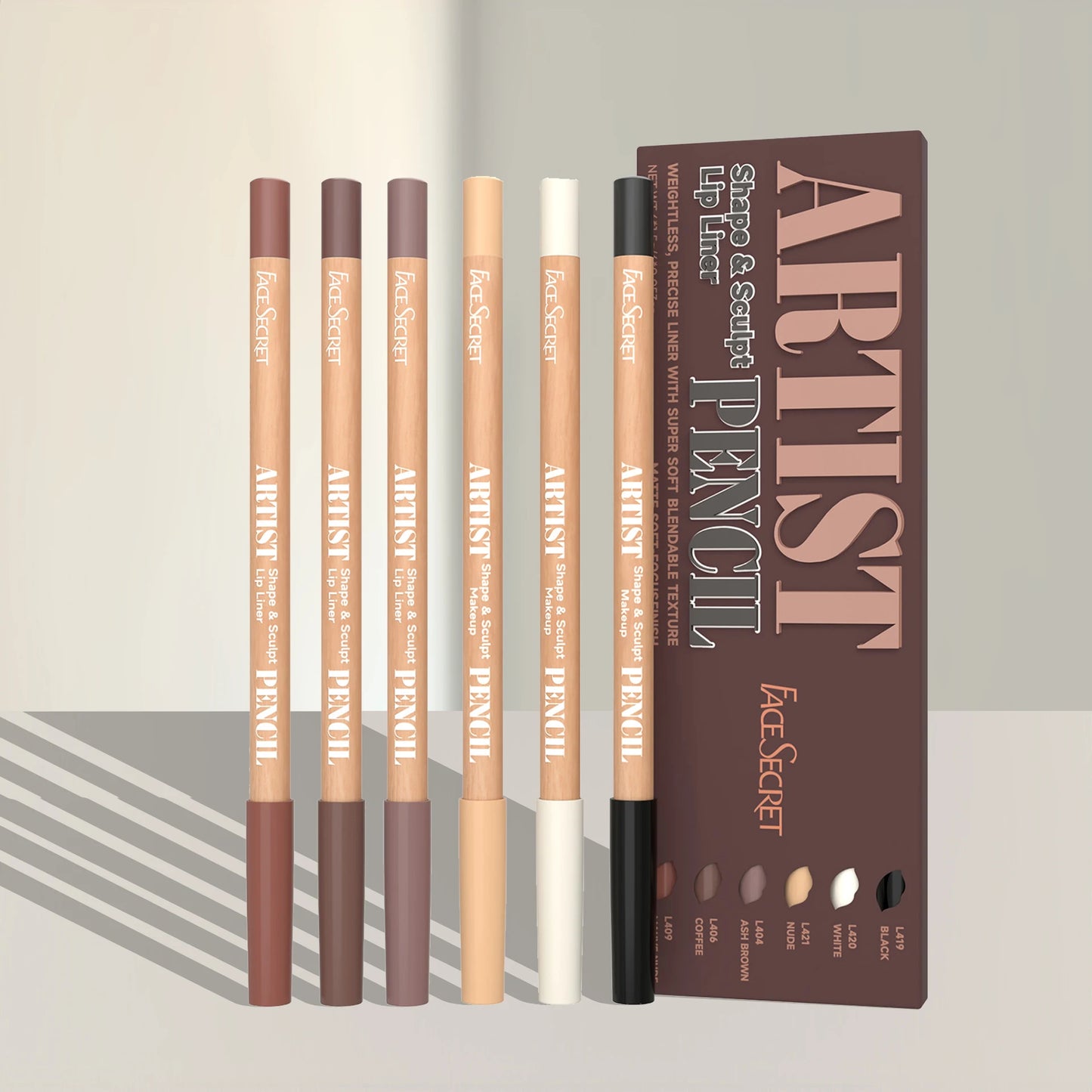 Face Secret Artist Shape Sculpt Matte Lip Liner Pencil Set – Weightless, Precise & Soft Blendable Texture