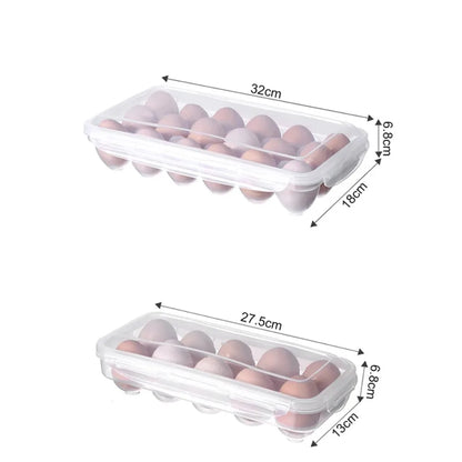 Egg Storage Box with Lid - Transparent Fresh Preservation Fridge Organizer 10/18 Grid Egg Holder Rack for Kitchen