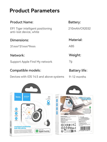 E91 Airtag Bluetooth GPS Smart Tracker Finder for Pet Dog Car Key Wallet Anti-Lost Device