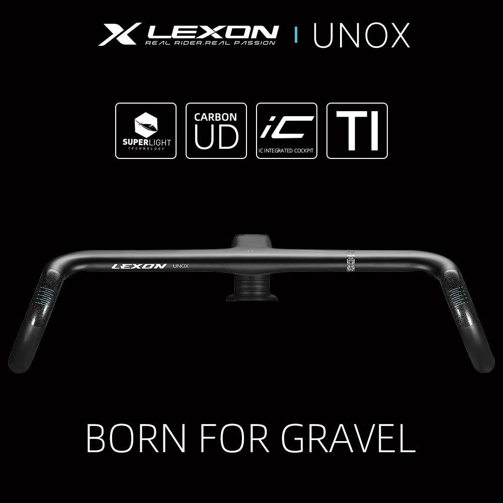 LEXON Gravel Aero Full Carbon Handlebar - Integrated Barstem with Internal Cable Routing for Road and Gravel Bikes