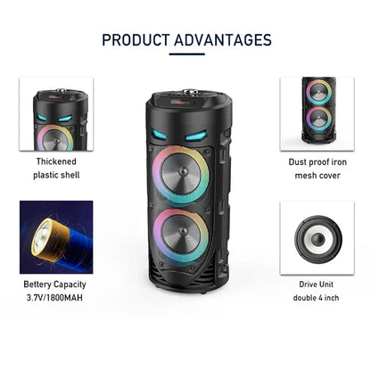 30W Portable Bluetooth Column Speaker – Big Power Stereo, Subwoofer Bass, Party & Family Karaoke, USB, Microphone Included
