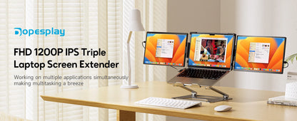 Dopesplay 14.1" Portable Laptop Screen Extender – Dual/Triple FHD 1200P IPS Monitor for Windows, Mac & Android