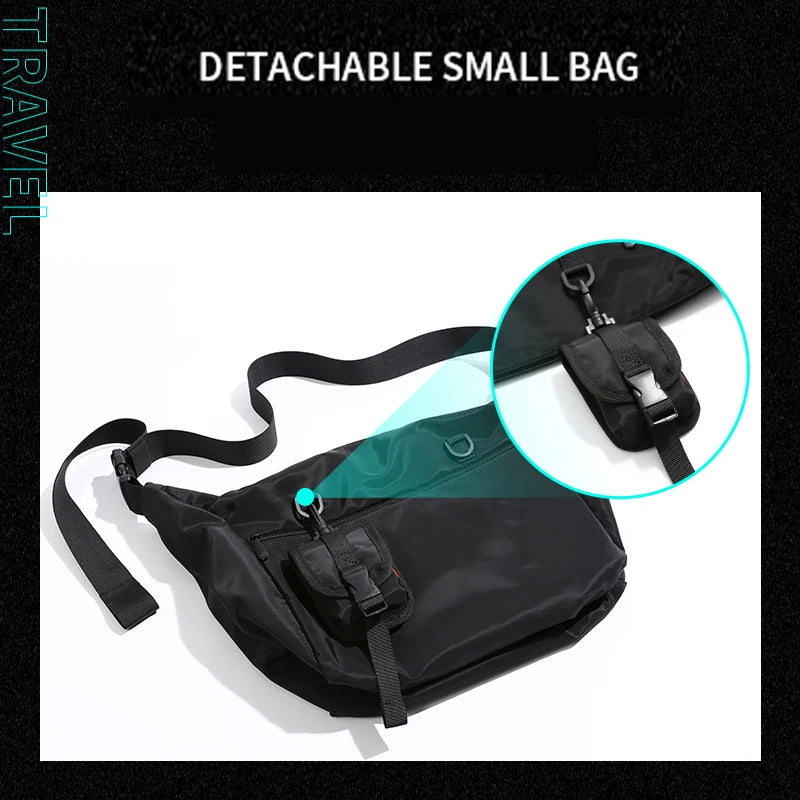 MOYYI INS Korean Style Waterproof Nylon Messenger Bag – Large Unisex Travel & Laptop Crossbody Shoulder Bag