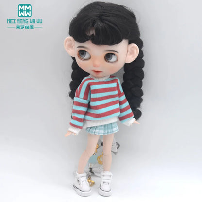 Blythe Doll Accessories Set – Fashion Sweatshirt, Shoe Covers & Sneakers for Blythe & Azone Dolls, Christmas Gift