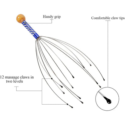 Octopus Head Massager - Scalp Relaxation and Body Relief Massager Scratcher for Tension Relief - Random Health Care Tool
