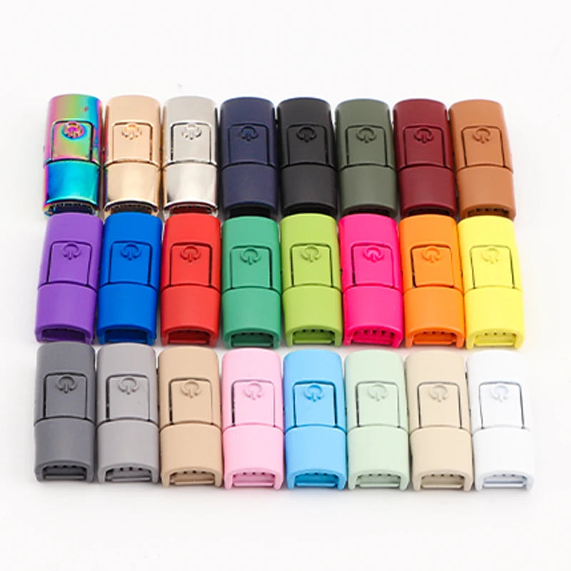Colorful Metal Buckle No-Tie Shoelaces - Elastic Flat Sneaker Laces with Press Lock for Kids and Adults - Switches Without Ties