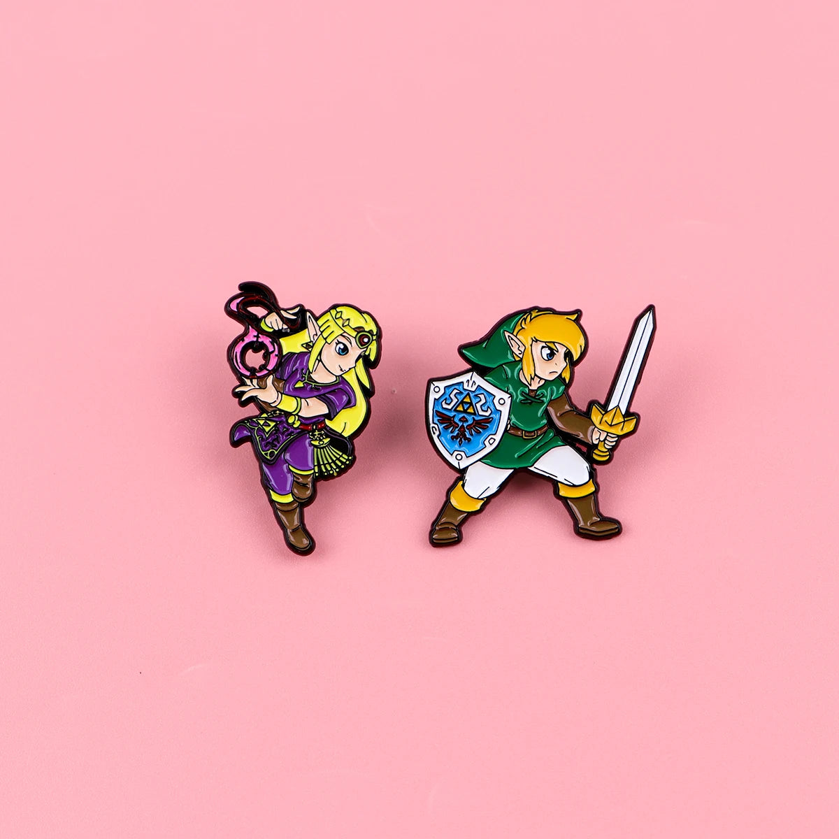 2-Piece Game Character Enamel Pin Set - Cartoon Brooches for Backpacks, Hats, Cosplay, and Fan Gifts