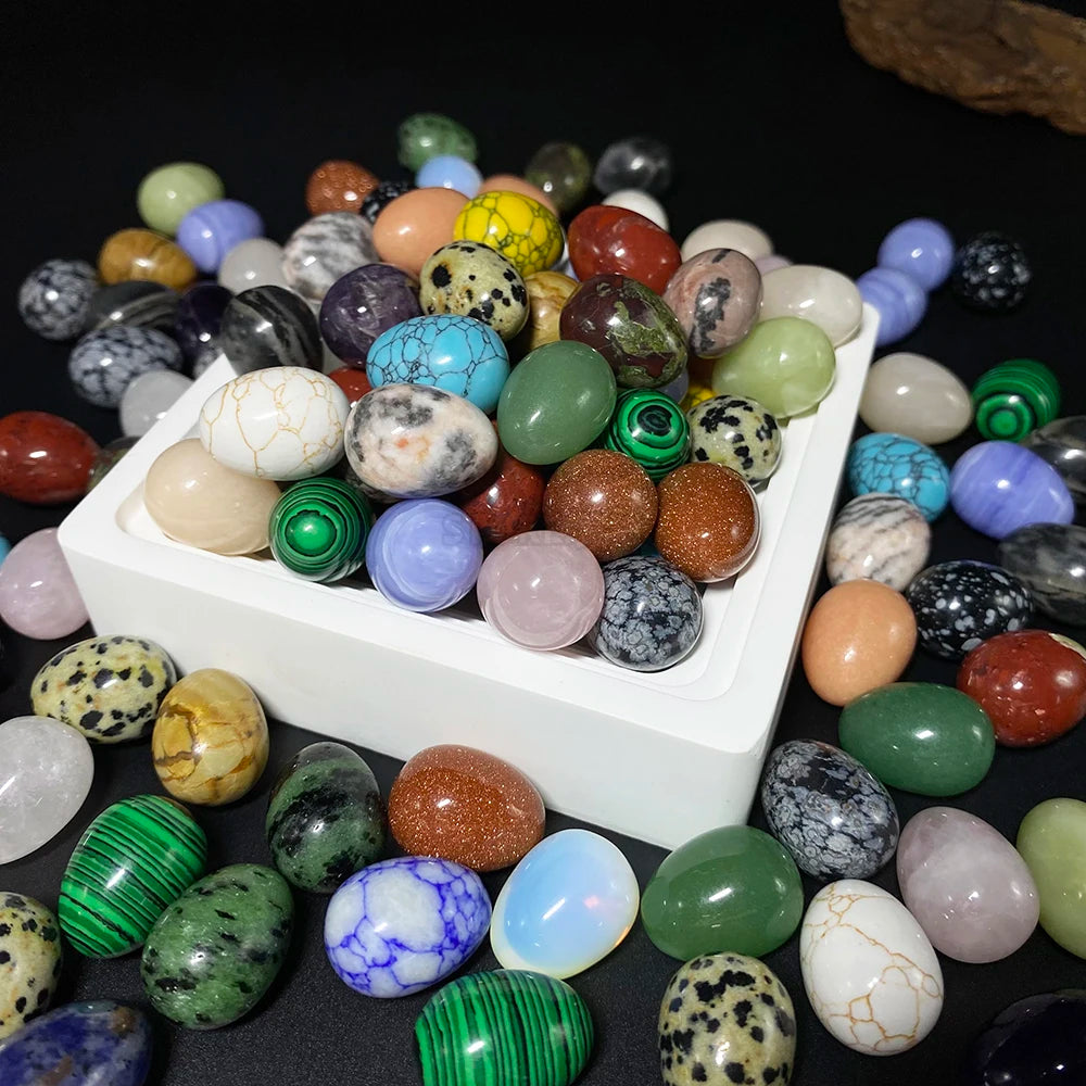 EG1-7 Mini Natural Stone Egg - Polished Meditation Fidget Stone for Stress Relief, Desk Decor, and Gifts