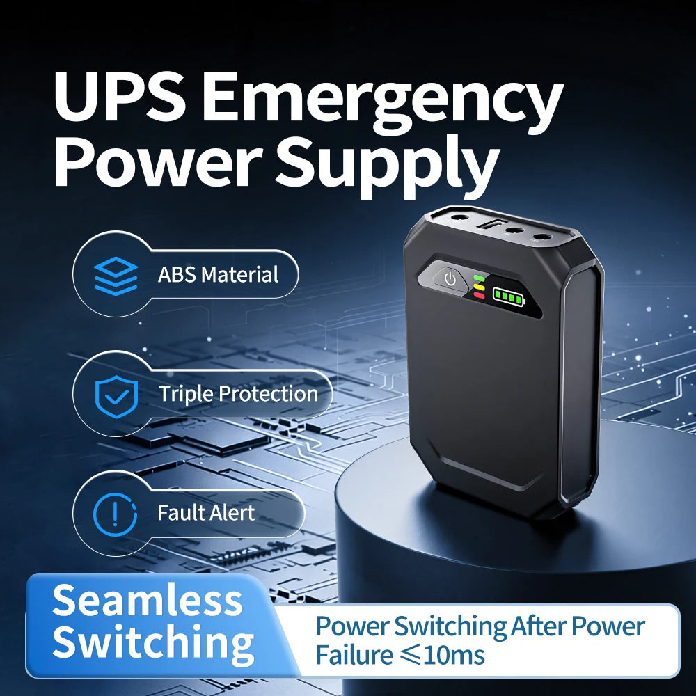 10400mAh Mini UPS Backup Power Supply - 5V/9V/12V DC Uninterruptible Battery Backup for Optical Network, CAT & Monitor Devices