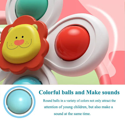 3PC Suction Cup Spinner Toys - Cartoon Animal Fidget Toys for Kids High Chair Bath Window Travel Gift