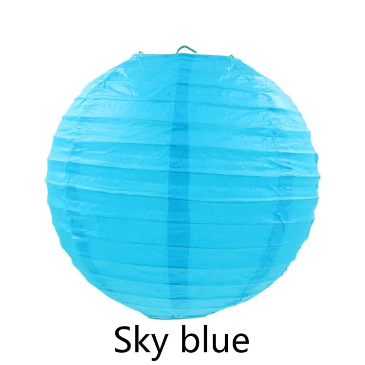 Round Paper Lantern Hanging Ball Decor for Wedding & Birthday Party, DIY Lampion Craft Supplies in White, Red & Blue