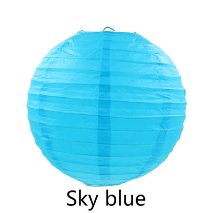 Round Paper Lantern Hanging Ball Decor for Wedding & Birthday Party, DIY Lampion Craft Supplies in White, Red & Blue