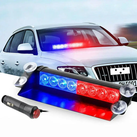 8 LED Police Strobe Lights for Cars - 12V Emergency Signal Warning Light, Auto Truck Flashing Windshield Flash Lighting