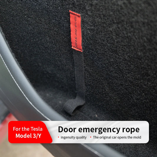 Extended Car Door Emergency Handle for Tesla Model Y - Manual Door Release Safety Pull Rope with Emergency Puller Button