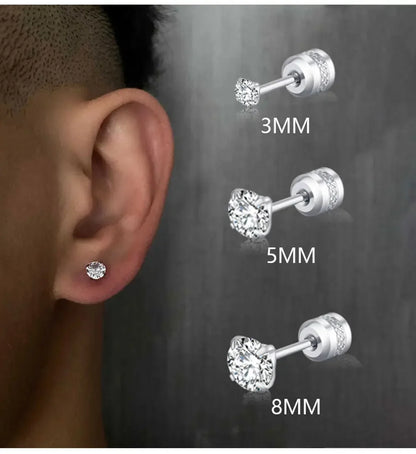 Medical Stainless Steel Crystal Zircon Ear Studs – Hypoallergenic Tragus & Cartilage Screw Piercing Earrings Jewelry
