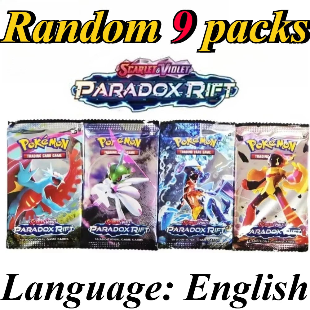 9 Pack Pokémon Trading Cards Set - English Booster Packs with Bright Stars, Prismatic Evolutions and Paldean Fates Gift Collection