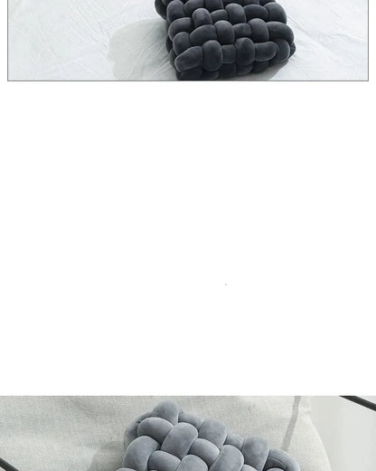 Knotted Square Cushion – Nordic Aesthetic Hand-Made Plush Pillow for Office Chair & Decorative Sleeping Back Support