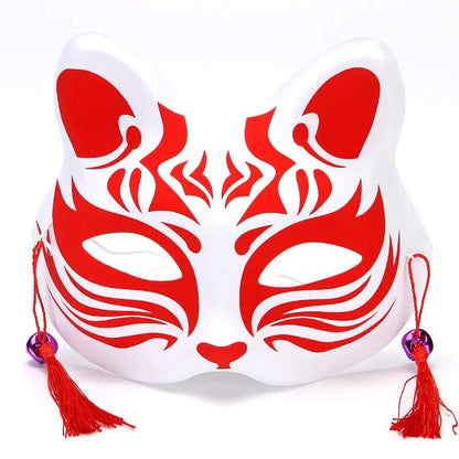 Hand-Painted Fox Mask –  Anime-Inspired Half-Face Cosplay Mask for Raves, Festivals, Masquerade Parties & Costumes