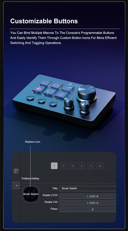 Ajazz AKP03E Desktop Helper Console – Programmable Macro Mini Keyboard with Custom Buttons for Multi-Scenario Use